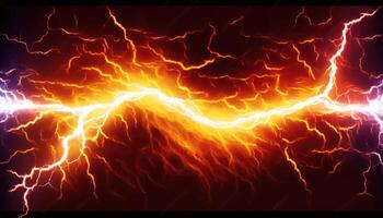 Fiery lightning, burning electrical background. photo