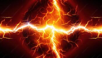 Fiery lightning, burning electrical background. photo