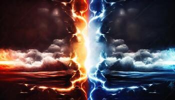 Fire and ice lightning. photo