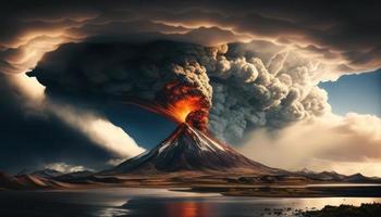 Volcanic Eruption. AI Generated photo
