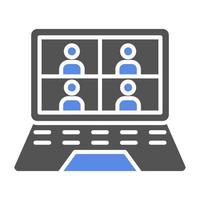 Meeting on Laptop Vector Icon Style