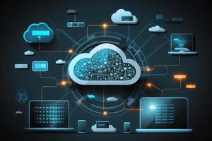 Cloud computing technology concept background, digital. photo