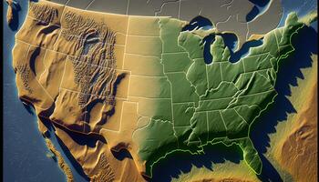 Relief map of conterminous USA. photo