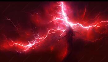 Red fantasy lightning. photo