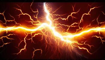 Fiery lightning, burning electrical background. photo