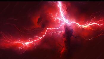 Red fantasy lightning. photo