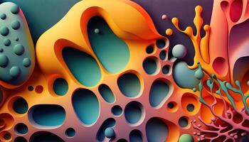 Colorful flowing bubbles. Abstract background. Fluid organic shapes Banner. illustration photo