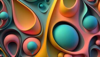 Colorful flowing bubbles. Abstract background. Fluid organic shapes Banner. illustration photo