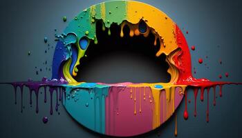 illustration of multicolored liquid ink chromatic circle on wall photo