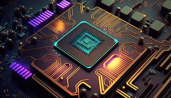 AI. Circuit board. Technology background. Central Computer Processors CPU concept. Motherboard digital chip. Tech science background. illustration photo