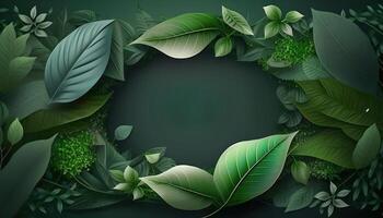 illustration of empty space surrounded by green leaves photo