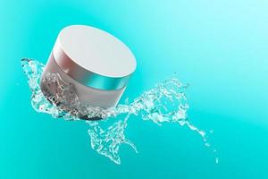 Cosmetic cream jar in water photo