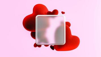 3D rendering of matte square against red hearts photo