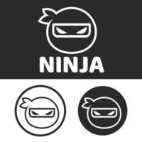 Modern vector flat design simple minimalist logo template of ninja head mascot character vector collection for brand, emblem, label, badge. Isolated on white background.