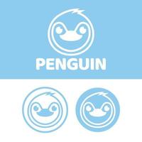 Modern vector flat design simple minimalist logo template of penguin head mascot character vector collection for brand, emblem, label, badge. Isolated on white background.