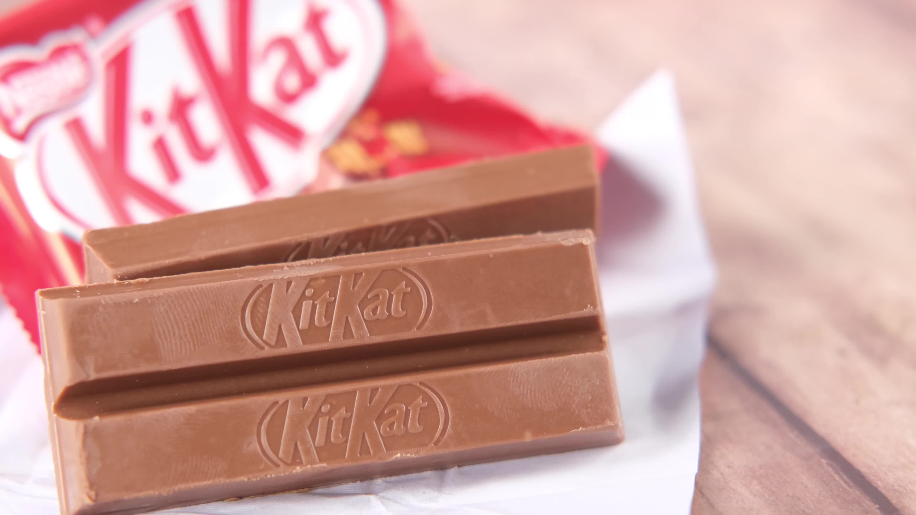dhaka bangladesh 24th may 2021. kit Kat chocolate biscuit bar on table