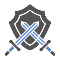Two Swords And Shield Vector Icon Style