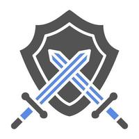 Two Swords And Shield Vector Icon Style