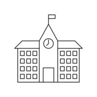 School building line icon isolated on white background. vector