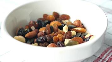 slow motion of mixed nuts dropping in a bowl video