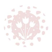 Three tulips and abstract spots, light beige, piglet, peach color vector