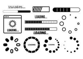 loading bar progress icons, load sign vector black and white illustration