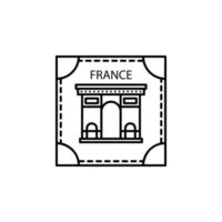 Passport stamp, visa, France vector icon