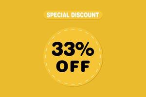 33 percent Sale and discount labels. price off tag icon flat design. vector