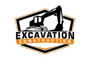 Excavator logo template vector. Heavy equipment logo vector for construction company.