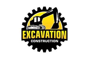 Excavator logo template vector. Heavy equipment logo vector for construction company.