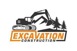 Excavator logo template vector. Heavy equipment logo vector for construction company.