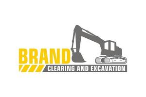 Excavator logo template vector. Heavy equipment logo vector for construction company.