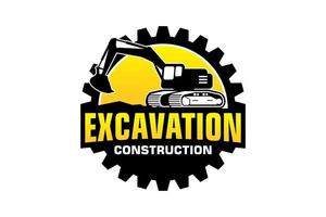 Excavator logo template vector. Heavy equipment logo vector for construction company.