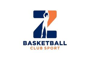 inicial letra z baloncesto logo icono. cesta pelota logotipo símbolo. vector