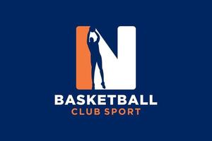 inicial letra norte baloncesto logo icono. cesta pelota logotipo símbolo. vector