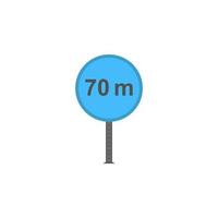 70 meter minimum distance colored vector icon