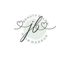 Initial JB feminine logo collections template. handwriting logo of initial signature, wedding, fashion, jewerly, boutique, floral and botanical with creative template for any company or business. vector