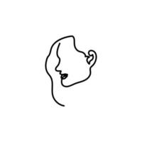 one line, face, woman vector icon