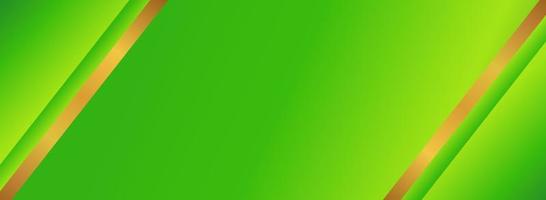 Green banner abstract background with gold frame vector