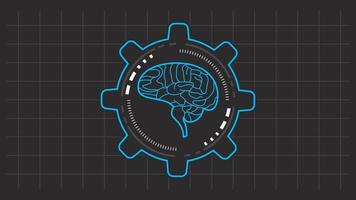 un animazione di artificiale intelligenza nel un' linea arte stile, con un' cervello, ingranaggi, e un' futuristico tenere sotto controllo come grafico elementi. Questo è adatto per temi relazionato per macchina apprendimento. video