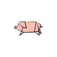 pig colored origami style vector icon