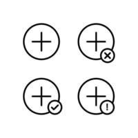 plus, plus, check, minus, exclamation sign vector icon