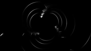 Abstract dark metallic fractal spiral motion background animation. This modern black minimalism background is full HD and a seamless loop. video