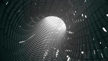 futuristisch Technik Bewegung Hintergrund Animation - - endlos rotierend und Schleifen glänzend Tunnel mit Licht Reflexionen. video