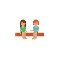 picnic, mujer, madera dibujos animados vector icono