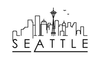 Linear Seattle City Silhouette with Typographic Design vector icon
