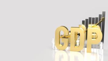 The Gold GDP and chart on white Background for Business concept 3d rendering photo