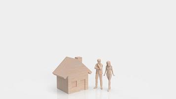 The home wood and figure on white background for property or estate concept 3d rendering photo
