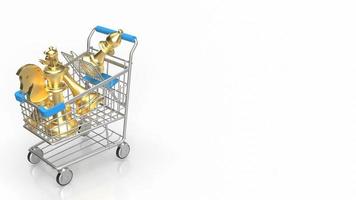 The gold chess in shopping cart on white Background 3d rendering photo