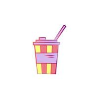 drink with straw colored vector icon